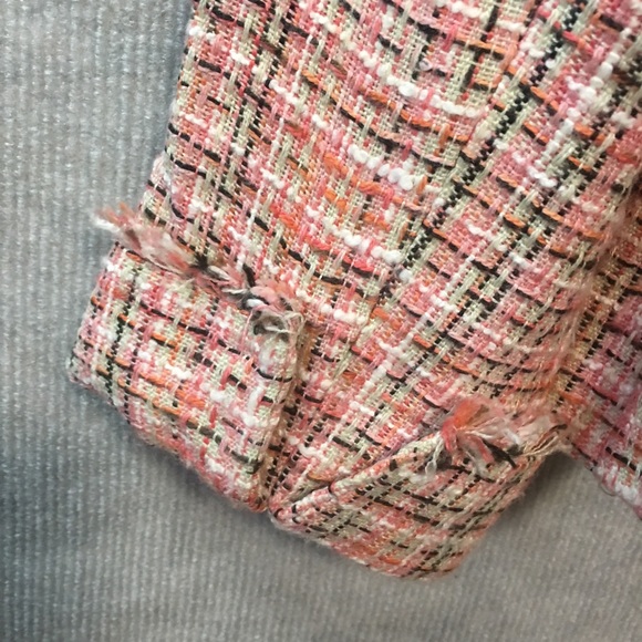 EMMA JAMES FRINGED TWEED CORAL PEACH CAREER JACKET BOHO CLUELESS PREPPY LIKE NEW - Picture 6 of 9